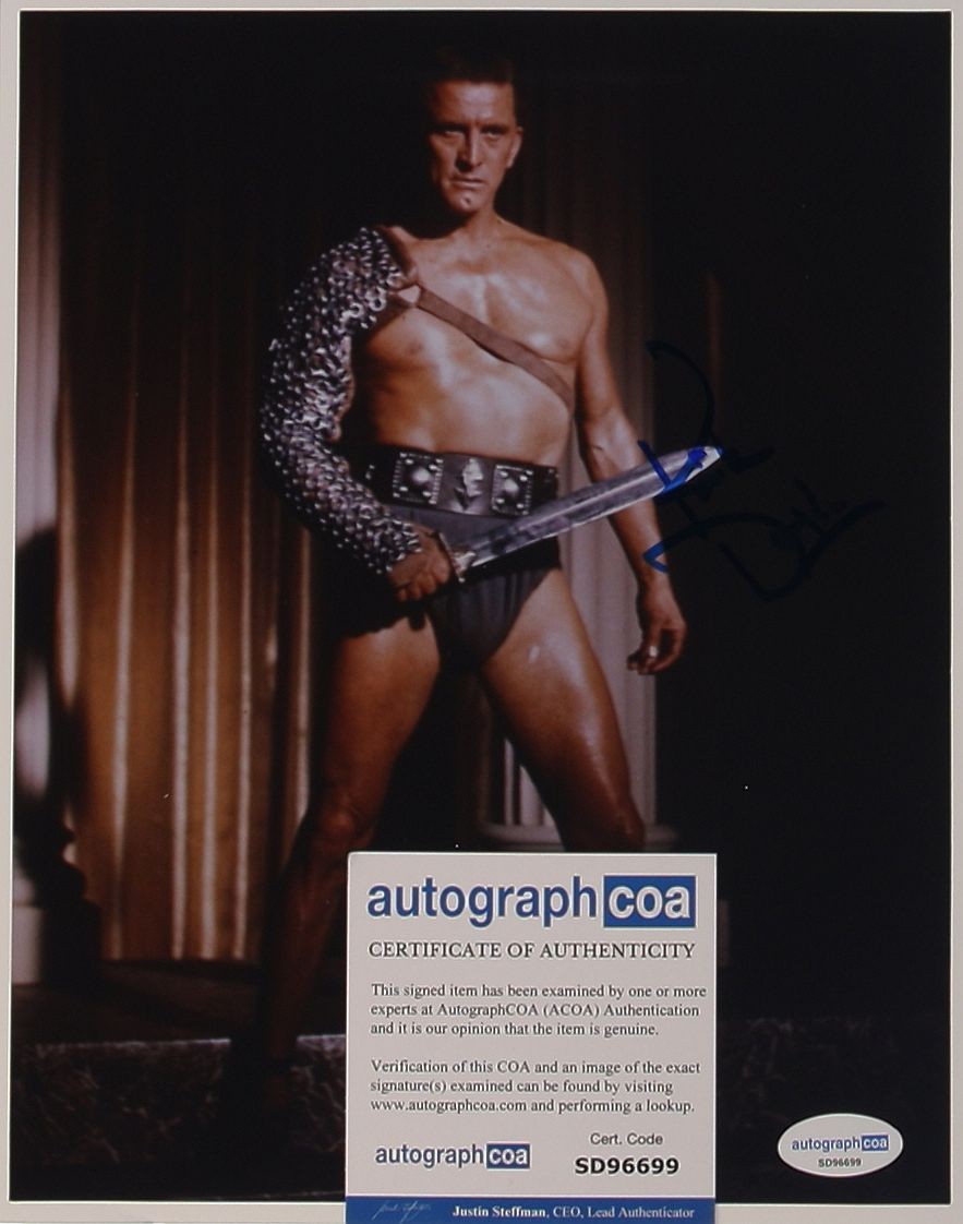Kirk Douglas (Spartacus) 20 x 25 cm Autogramm mit COA (ACOA)