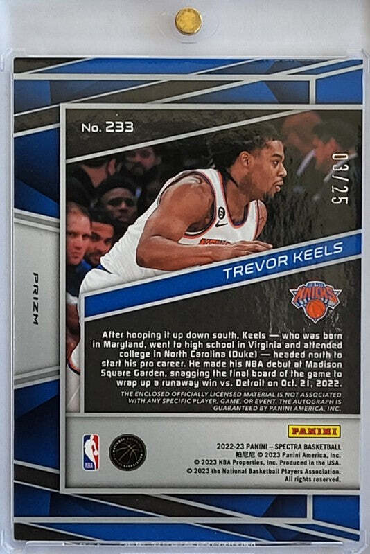 Trevor Keels - 2022/23 Panini Spectra - Rookie Card - Auto - Patch /25