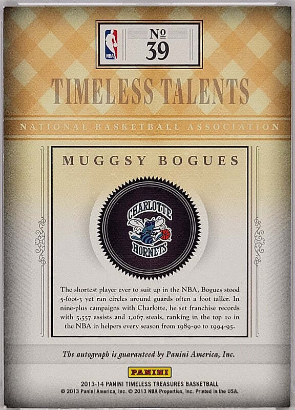 Muggsy Bogues - 2013/14 Panini Timeless Treasures - Auto /99