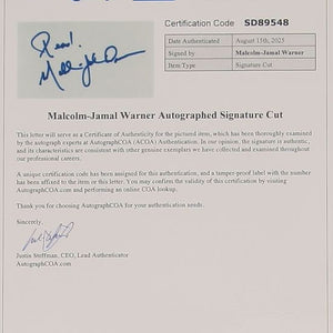 Malcolm-Jamal Warner (+) 28x36 cm Cut-Autogramm Display LOA (ACOA)