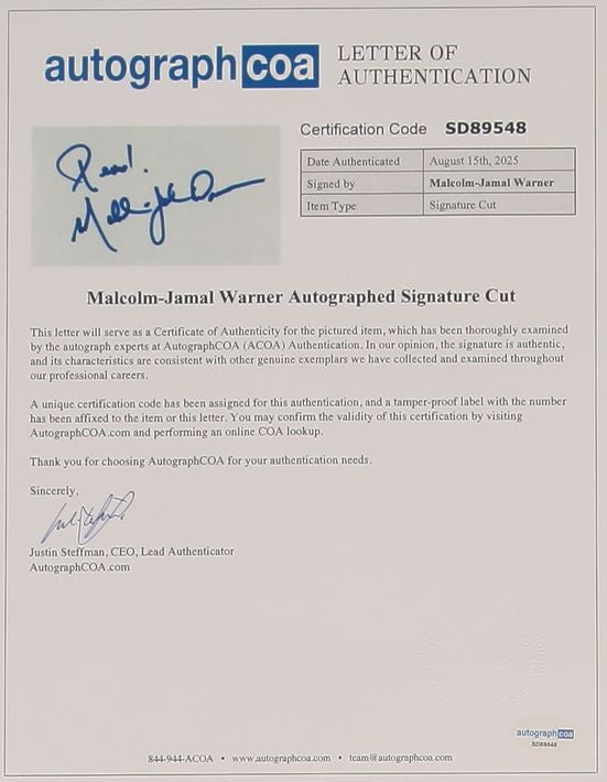 Malcolm-Jamal Warner (+) 28x36 cm Cut-Autogramm Display LOA (ACOA)