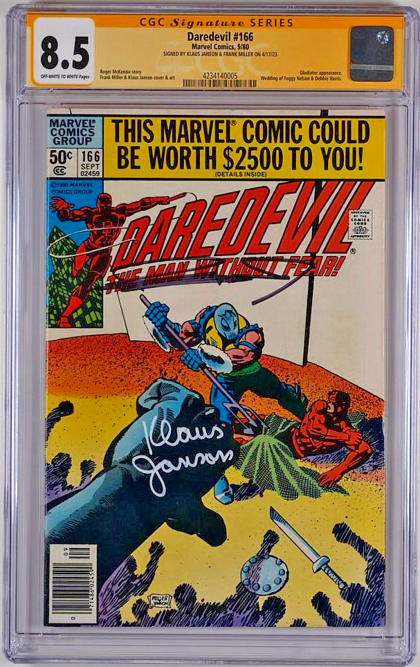 Daredevil #166 (1980) CGC SS 8.5 signierter Comic Klaus Janson / Frank Miller