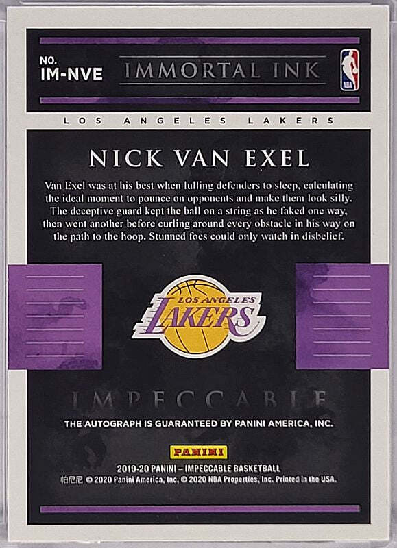 Nick van Exel - 2019/20 Panini Impeccable - on card Auto /25