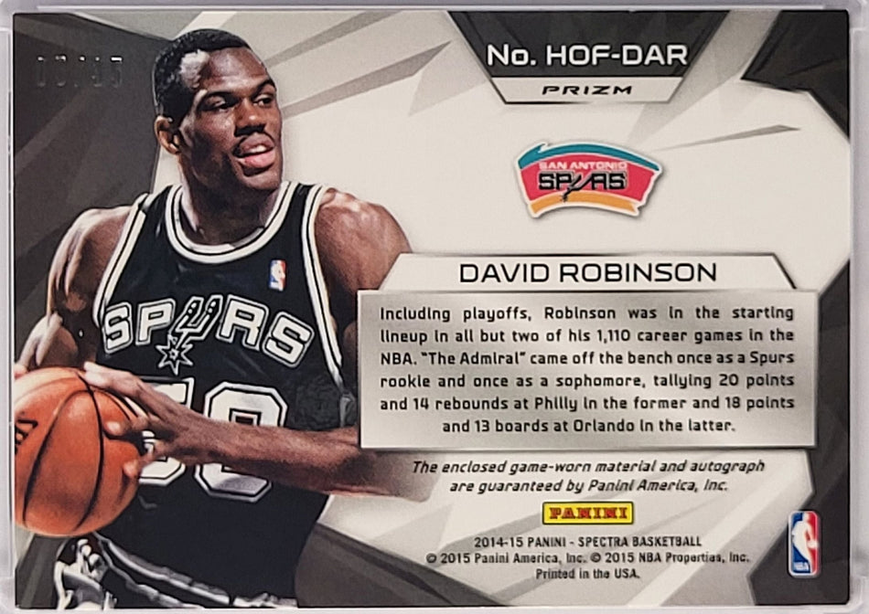 David Robinson - 2014/15 Panini Spectra - Game worn Patch - on card Auto /35