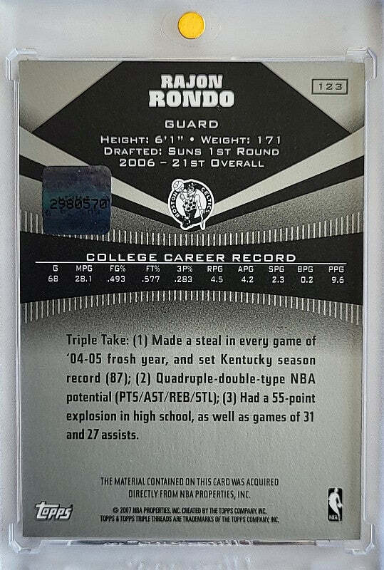 Rajon Rondo - 2007 - Topps Triple Threads - Jersey - Auto /99