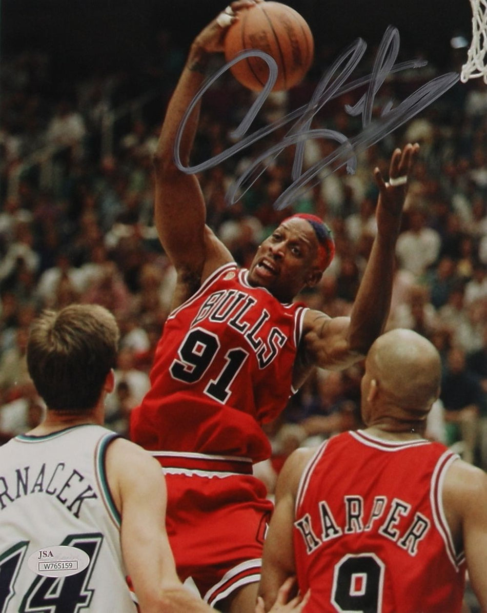 Dennis Rodman (Chicago Bulls) 20 x 25 cm Autogramm mit COA (JSA)