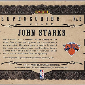 John Starks - 2013/14 Panini Gold Standard - on card Auto /299