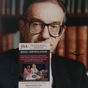 Alan Greenspan (ehem. Fed Vorsitzender) 20 x 25 cm Autogramm mit COA (JSA)