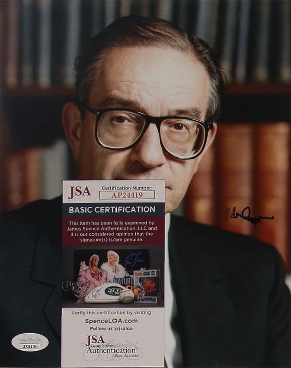 Alan Greenspan (ehem. Fed Vorsitzender) 20 x 25 cm Autogramm mit COA (JSA)