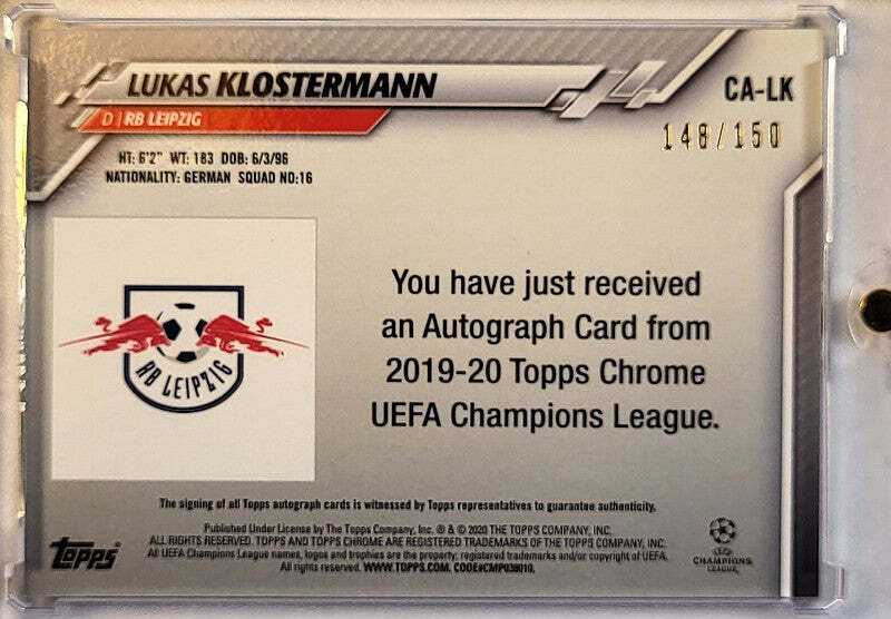 Lukas Klostermann - 2019/20 - Topps Champions League - Auto /150