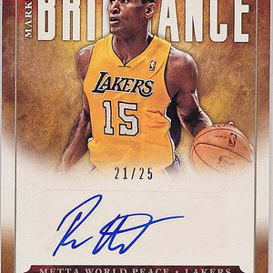 Ron Artest (Metta World Peace) - 2012/13 Panini Brilliance - Auto /25