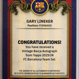 Gary Lineker - 2024/24 - Panini FC Barcelona Team Set - Auto /99