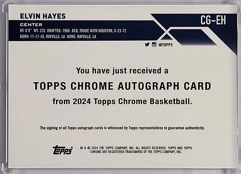 Elvin Hayes - 2024 Topps Chrome - Auto