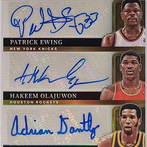 Ewing, Olajuwon, Dantley - Triple Auto - 2008 Panini Hall Selections