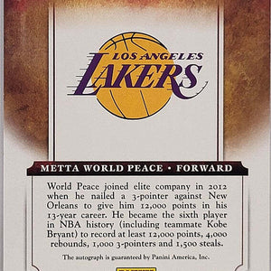 Ron Artest (Metta World Peace) - 2012/13 Panini Brilliance - Auto /25