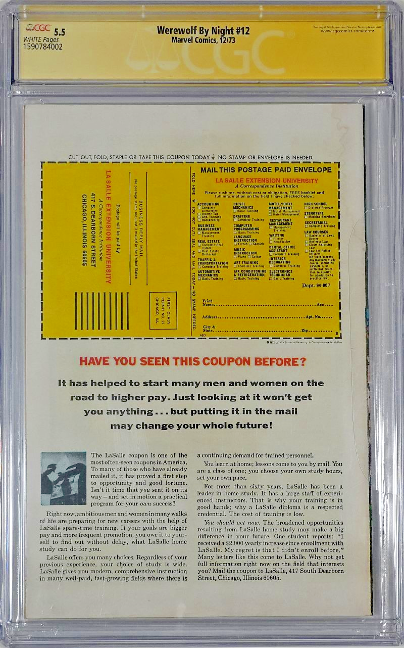 Werewolf by Night #12 (1973) CGC SS 5.5 signierter Comic Wolfman / Romita