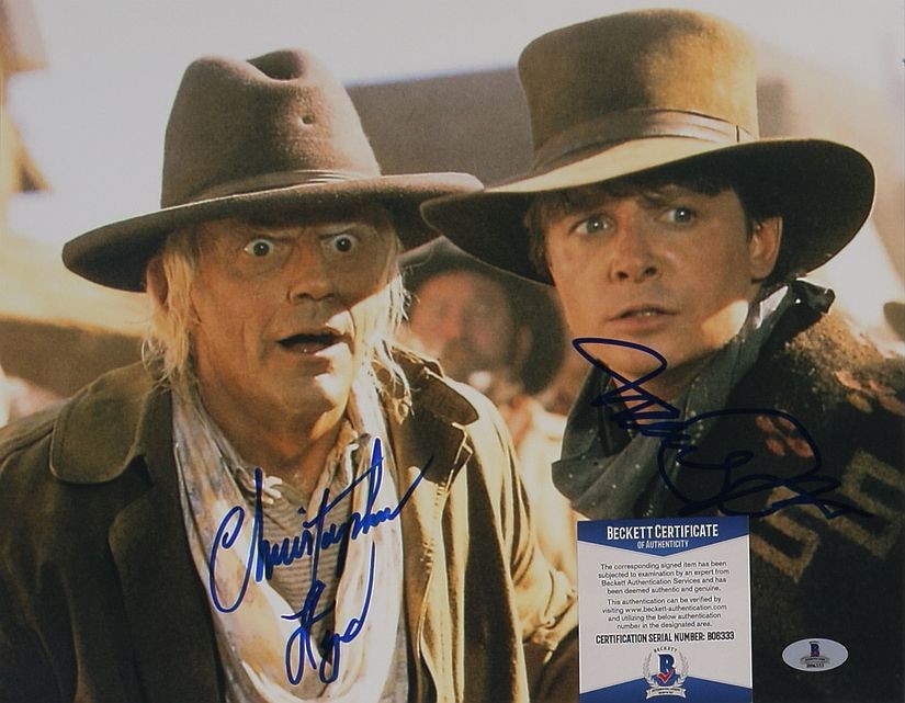 Michael J. Fox & C. Lloyd (Back to the Future) 28x36 cm Autogramm COA (Beckett)