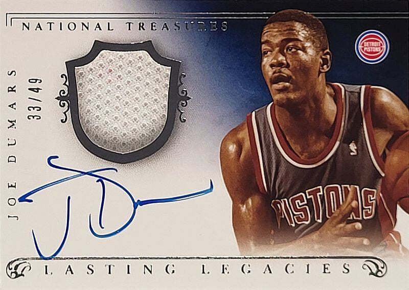 Joe Dumars - 2013/14 Panini Nat. Treasures - game worn Patch - on card Auto /49