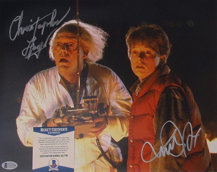 Michael J. Fox & C. Lloyd (Back to the Future) 28x36 cm Autogramm COA (Beckett)