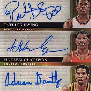 Ewing, Olajuwon, Dantley - Triple Auto - 2008 Panini Hall Selections