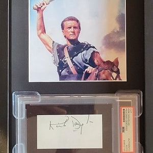 Kirk Douglas Autogramm – Hollywood Legende – PSA Slab im Rahmen 23x32 cm