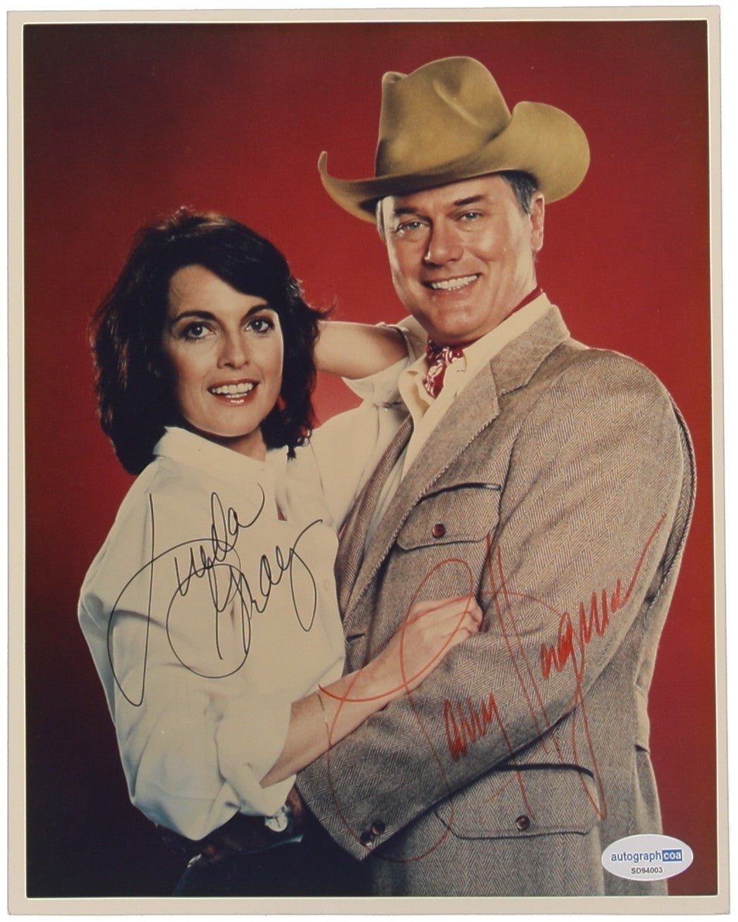 Larry Hagman & Linda Gray Originalautogramm "Dallas" mit COA (ACOA)