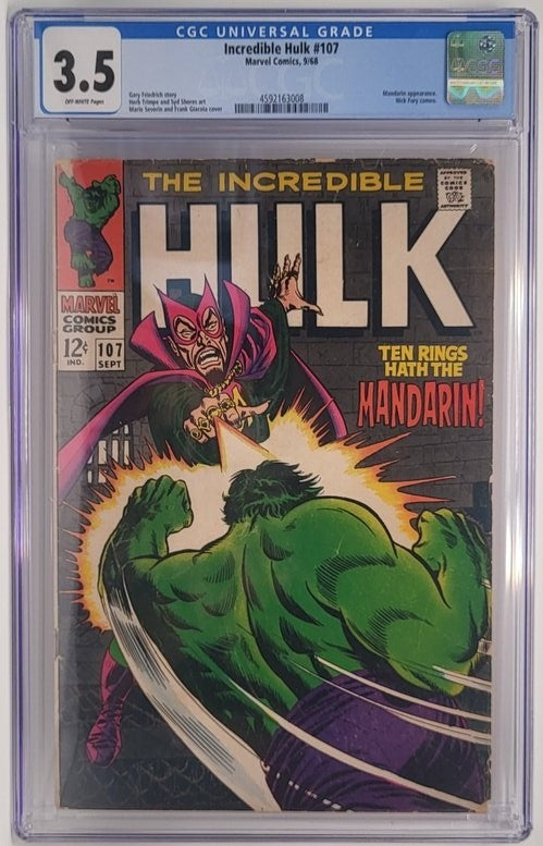 Marvel Comic – The Incredible Hulk #107 (Sept 1968) – CGC 3.5