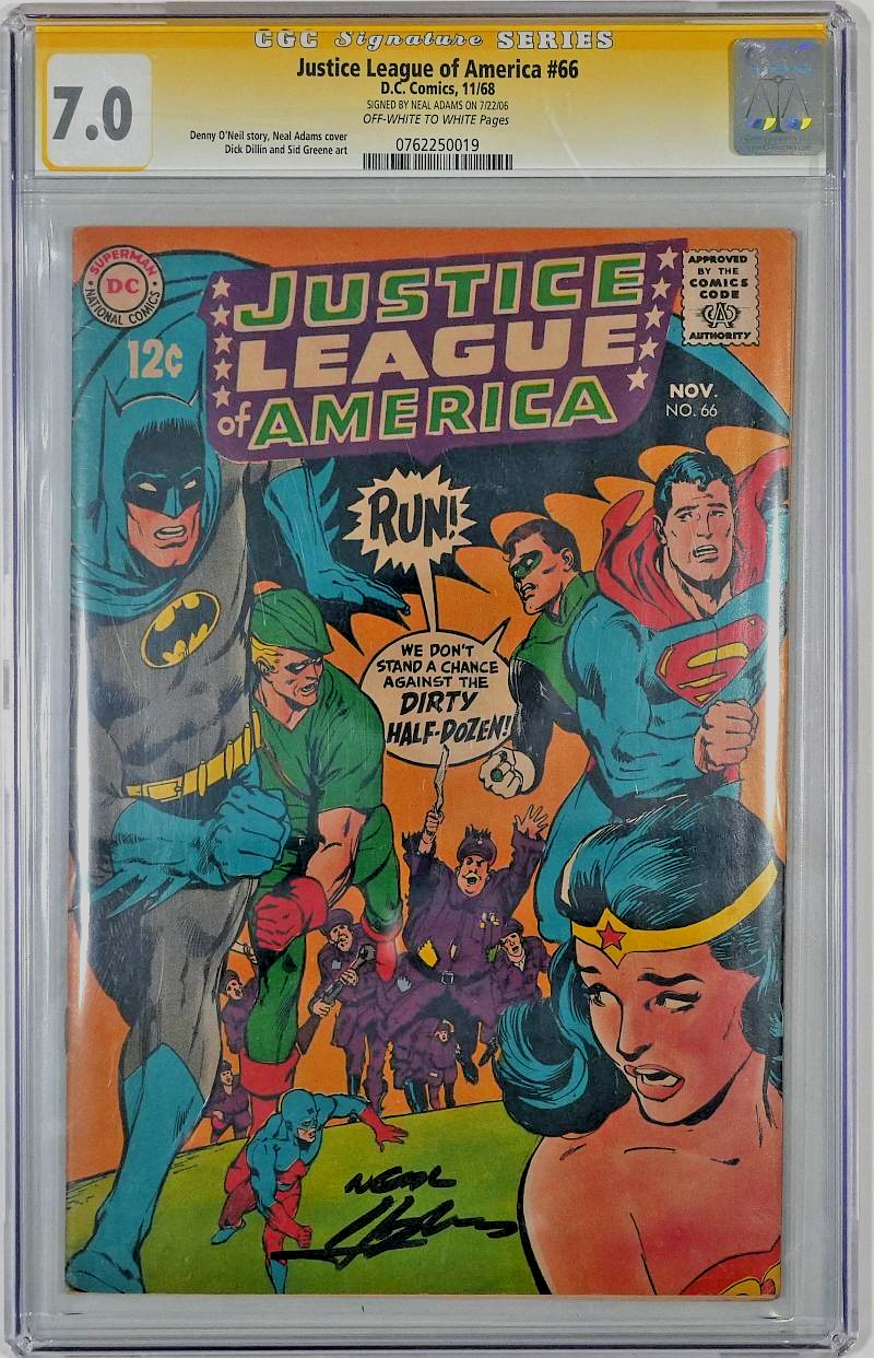 Justice League of America #66 CGC 7.0 SS Neal Adams signierter Comic (1968)