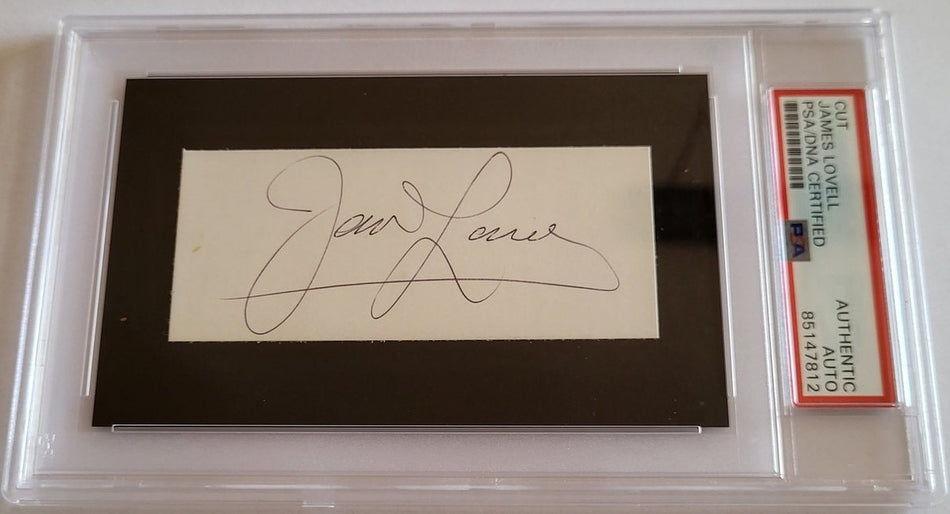 Jim Lovell Autogramm – Apollo 13 Commander – PSA Slab im Rahmen 23x32 cm