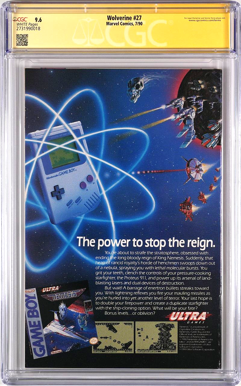 Wolverine #27 (1990) CGC SS 9.6 signierter Comic Jim Lee