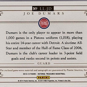 Joe Dumars - 2013/14 Panini Nat. Treasures - game worn Patch - on card Auto /49