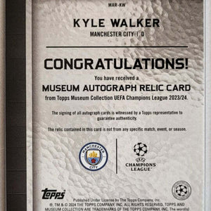 Kyle Walker - 2023/24 - Topps Museum Relic Card - Auto - Player Worn Jersey /199