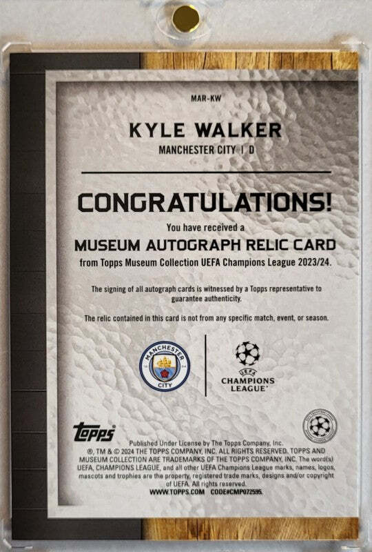 Kyle Walker - 2023/24 - Topps Museum Relic Card - Auto - Player Worn Jersey /199
