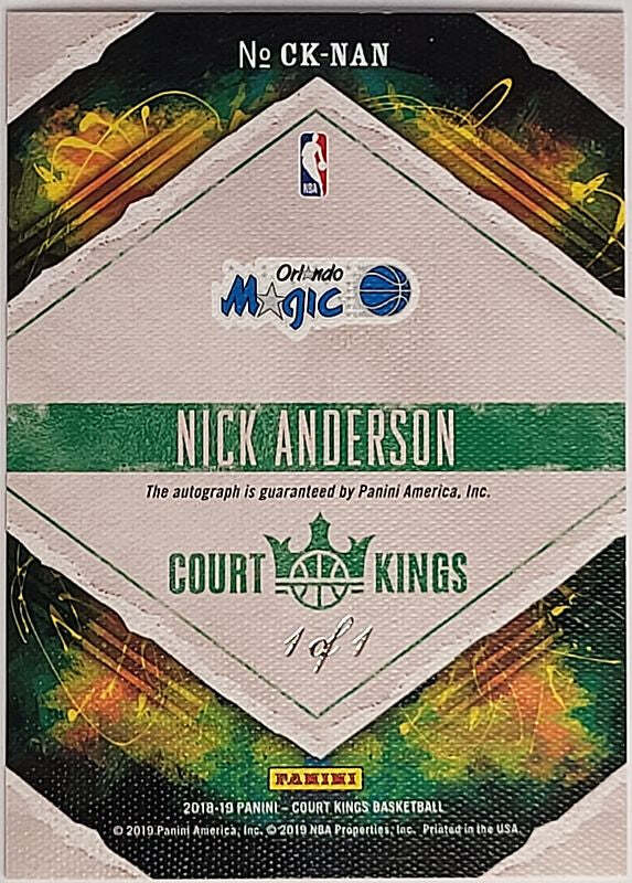 Nick Anderson - 2018/19 Panini Court Kings - Auto 1/1