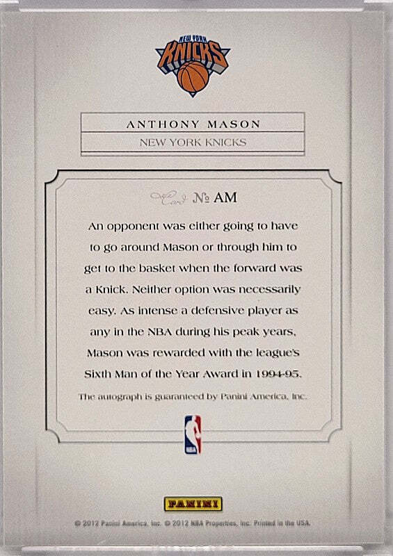 Anthony Mason (+) - 2012 Panini Past & Present - Auto