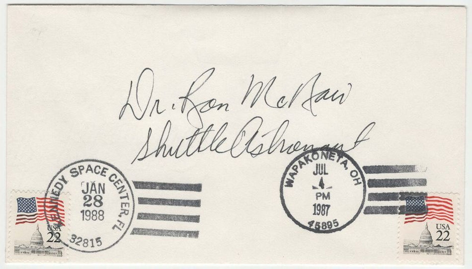 signierter Briefumschlag Ron McNair (+) - Challenger Katastrophe 1986
