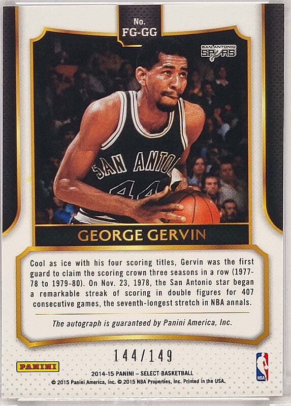George Gervin - 2014/15 Panini Select - on card Auto /149