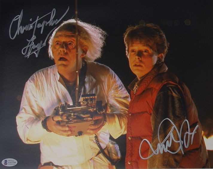 Michael J. Fox & C. Lloyd (Back to the Future) 28x36 cm Autogramm COA (Beckett)