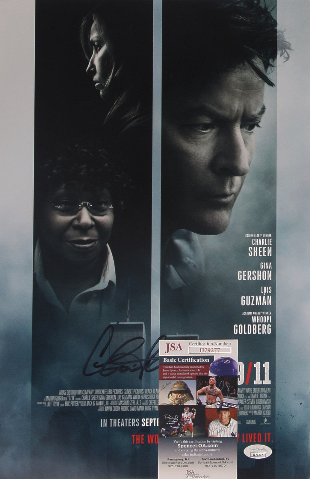 Charlie Sheen – Original Autogramm  auf 28 x 43 cm mit COA (JSA)