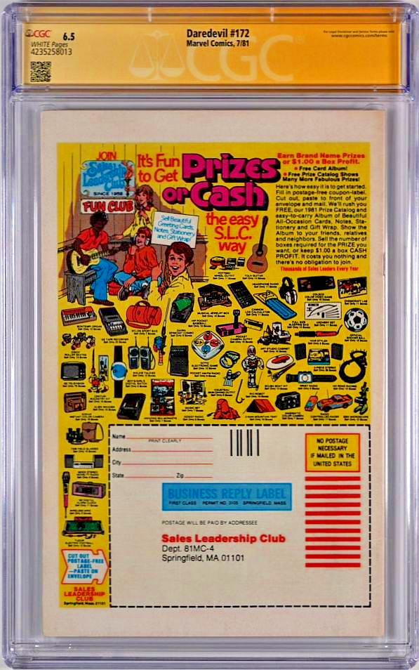 Daredevil #172 (1981) CGC SS 6.5 signierter Comic Frank Miller & Klaus Janson