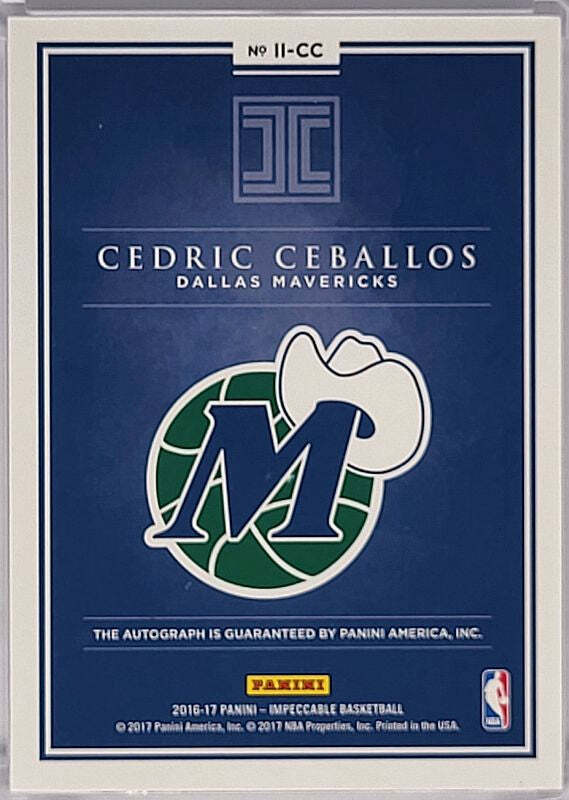 Cedric Ceballos - 2016/17 Panini Impeccable - on card Auto /49