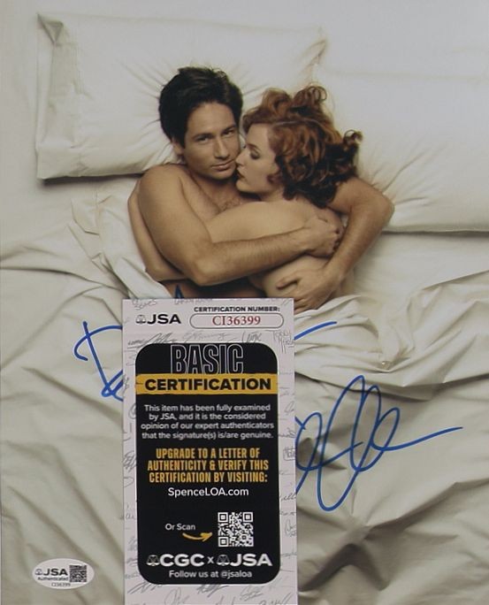 David Duchovny & Gillian Anderson (Akte X) 20x25 Autogramm mit COA (JSA)