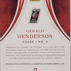 Gerald Henderson - 2015/16 Panini Immaculate - Auto /25