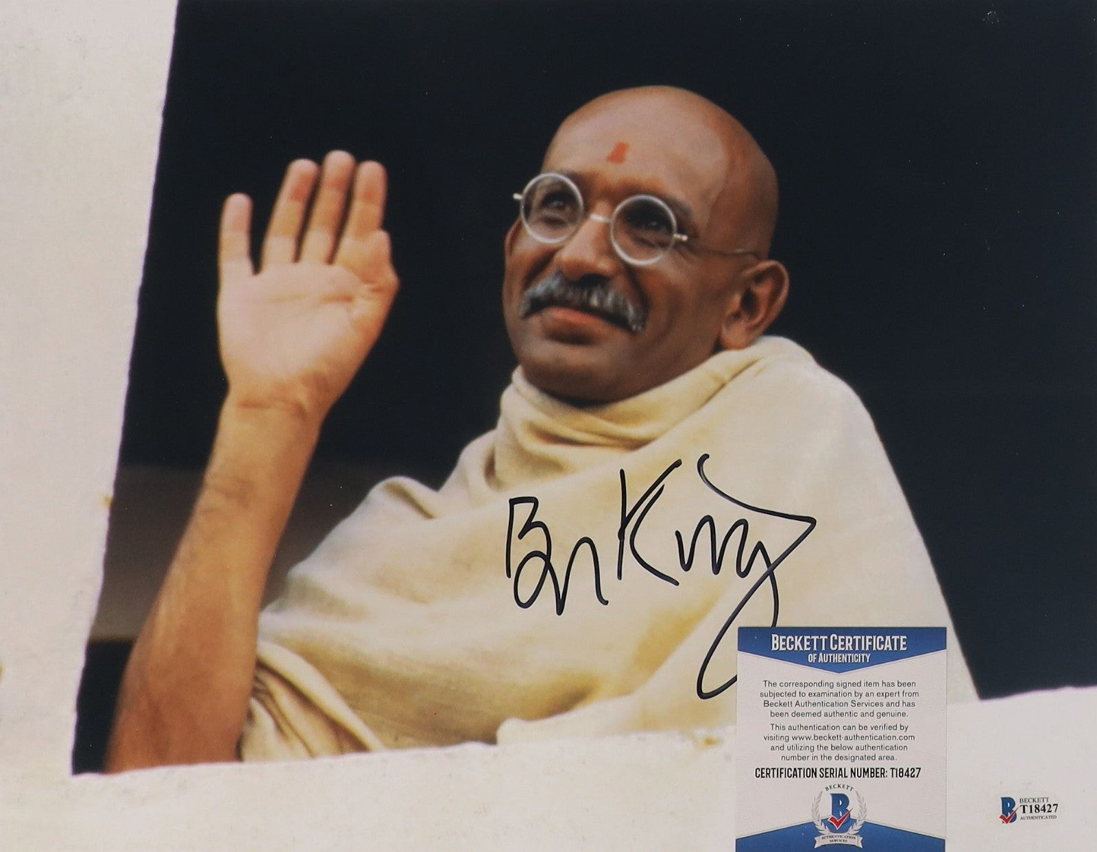 Ben Kingsley (Gandhi) 28x36 cm Autogramm COA (Beckett)