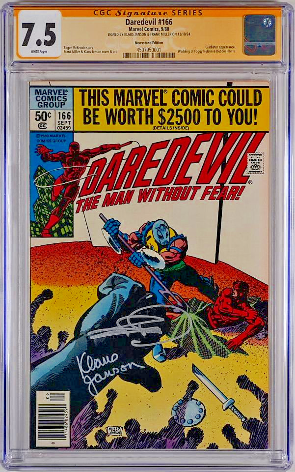 Daredevil #166 (1980) CGC SS 7.5 signierter Comic Frank Miller & Klaus Janson