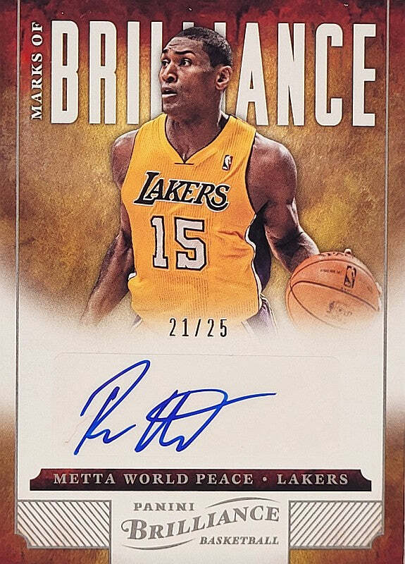 Ron Artest (Metta World Peace) - 2012/13 Panini Brilliance - Auto /25