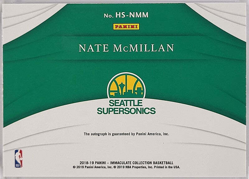 Nate McMillan - 2018/19 Panini Immaculate - Auto /99