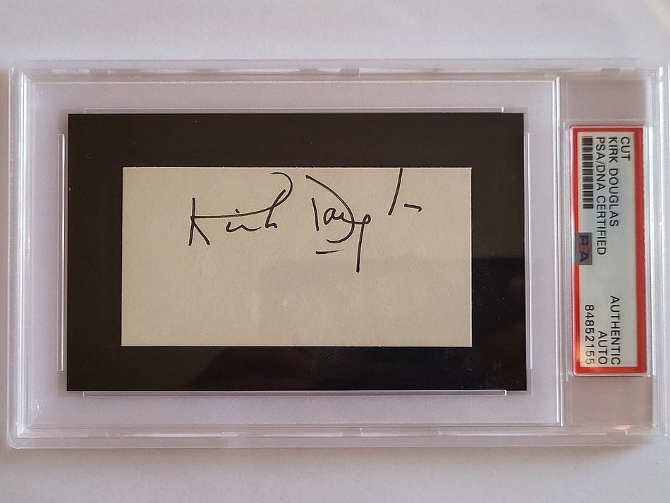 Kirk Douglas Autogramm – Hollywood Legende – PSA Slab im Rahmen 23x32 cm