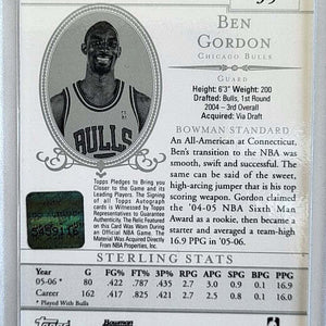 Ben Gordon - 2007 - Topps Bowman Sterling - Auto - Game Worn Jersey