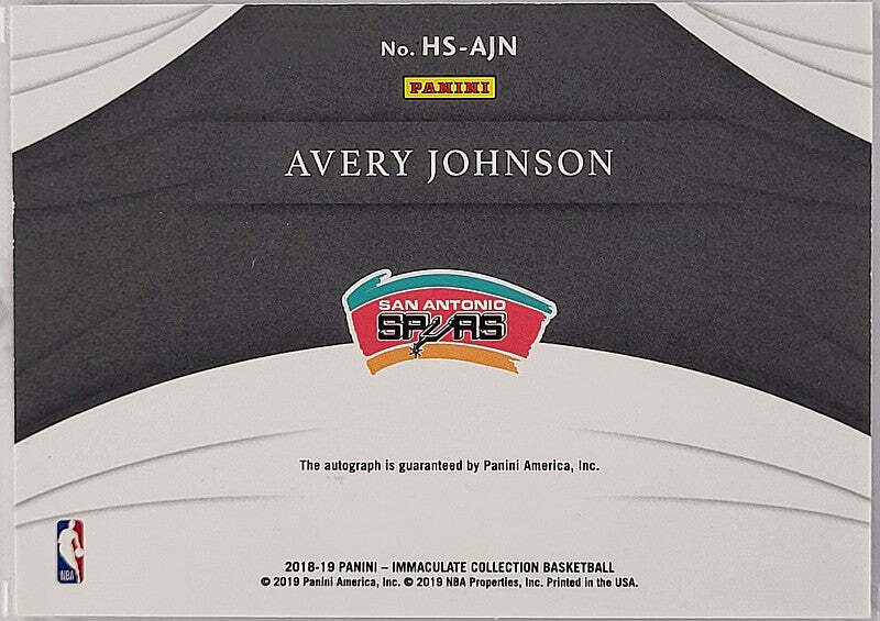 Avery Johnson - 2018/19 Panini Immaculate - Auto /99